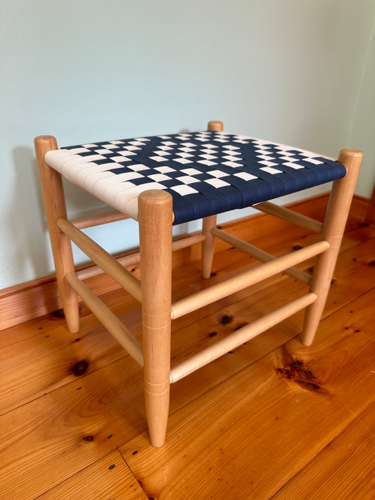 Stool, Standard, Navy Blue & Natural