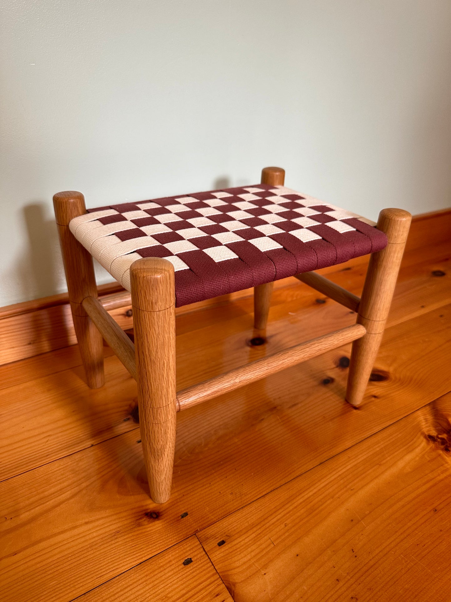 Small Stool, Cranberry & Natural