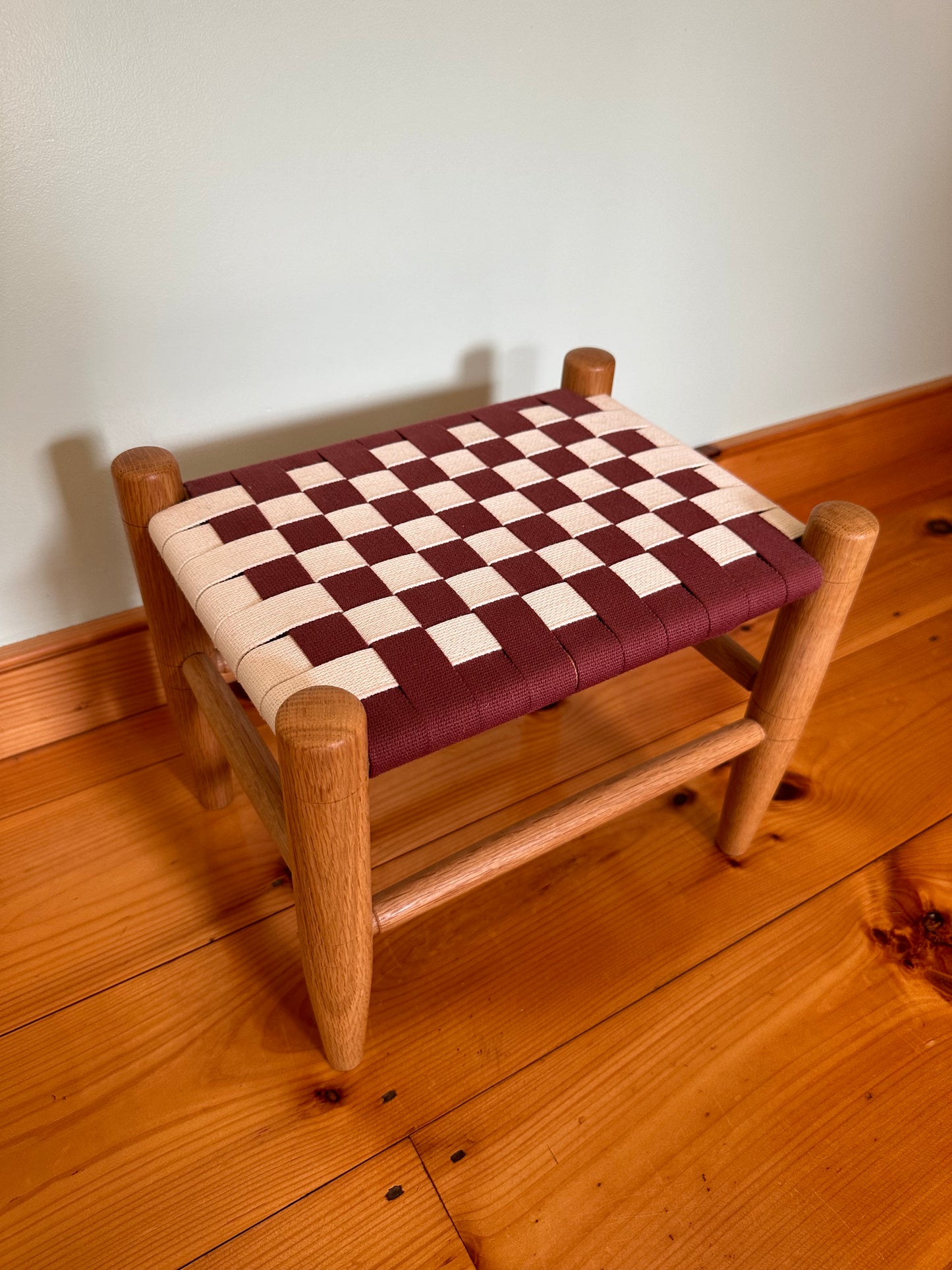 Small Stool, Cranberry & Natural